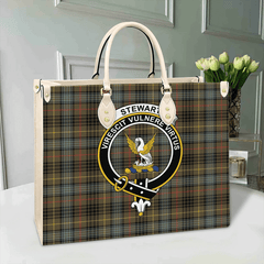 Stewart Hunting Weathered Tartan Crest Leather Bag