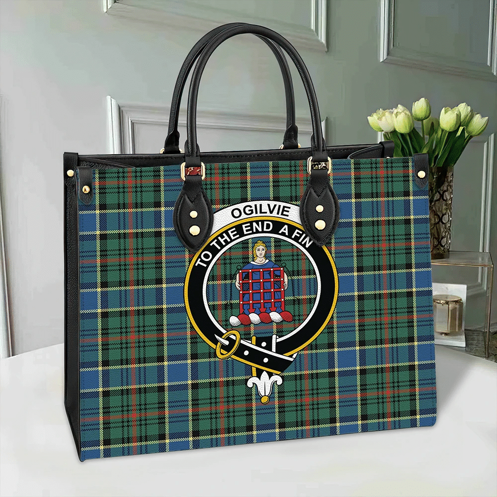 Ogilvie Hunting Modern Tartan Crest Leather Bag