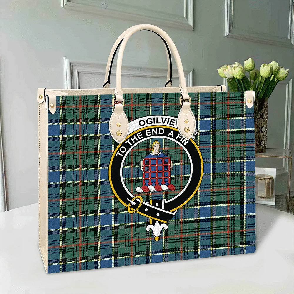 Ogilvie Hunting Modern Tartan Crest Leather Bag