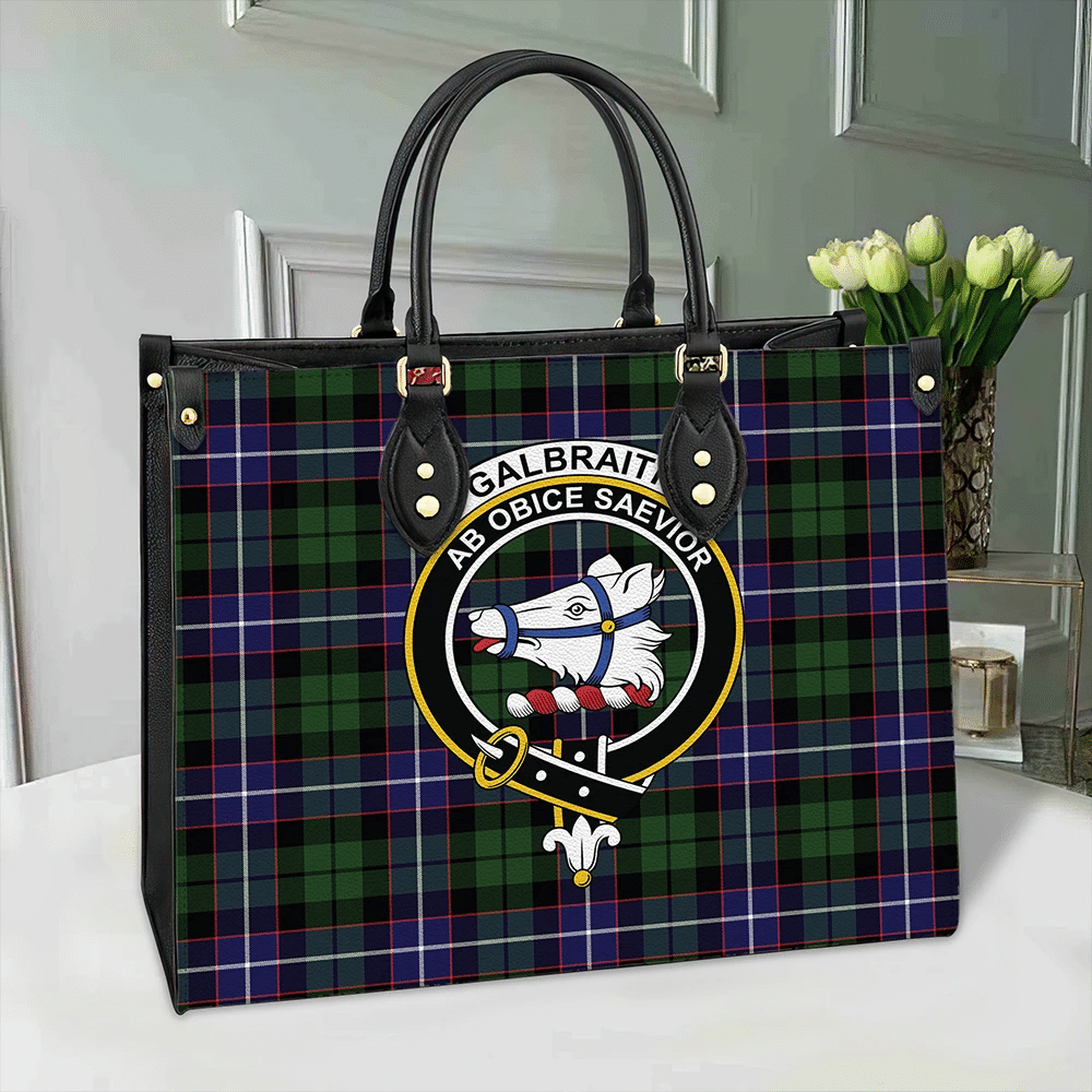 Galbraith Modern Tartan Crest Leather Bag