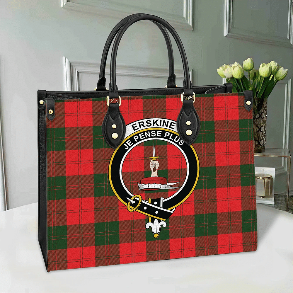 Erskine Modern Tartan Crest Leather Bag