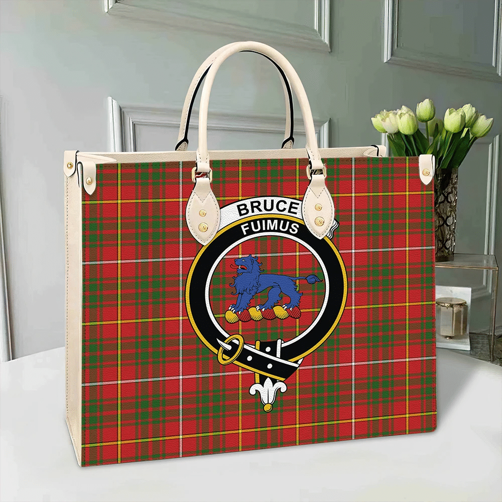 Bruce Modern Tartan Crest Leather Bag