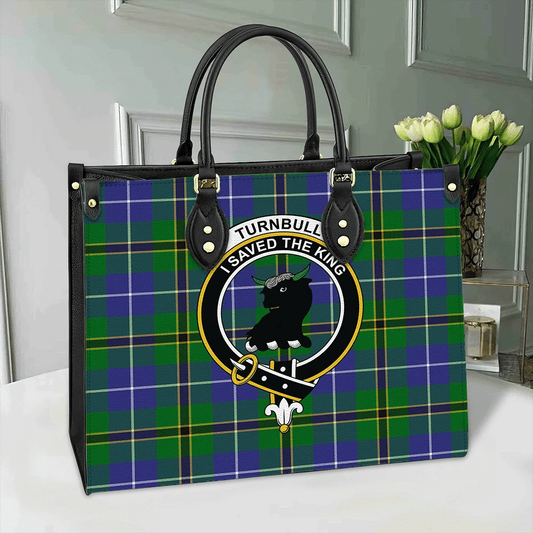 Turnbull Hunting Tartan Crest Leather Bag