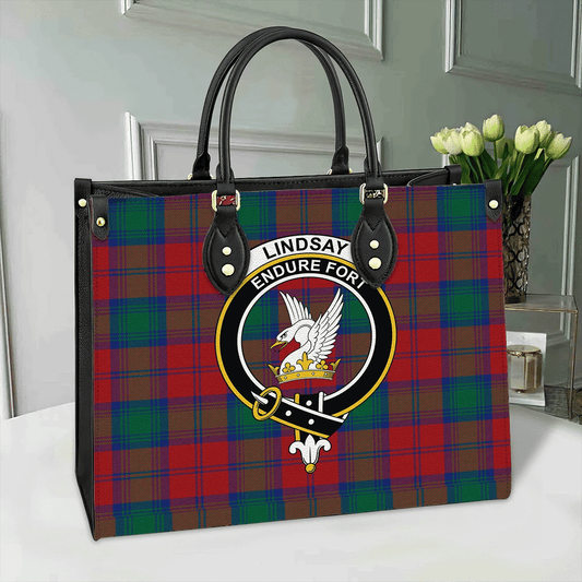 Lindsay Modern Tartan Crest Leather Bag