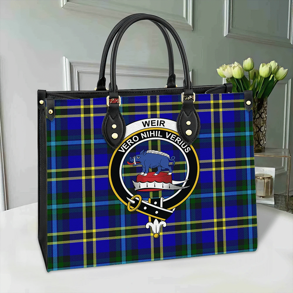 Weir Modern Tartan Crest Leather Bag