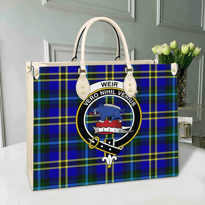 Weir Modern Tartan Crest Leather Bag