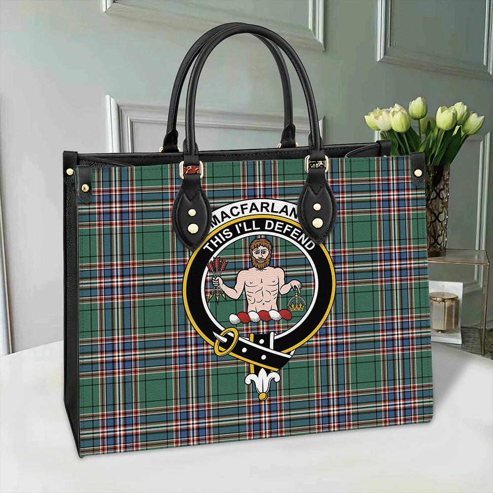 MacFarlane Hunting Ancient Tartan Crest Leather Bag