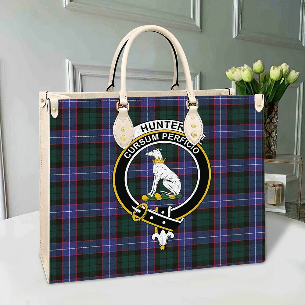 Hunter Modern Tartan Crest Leather Bag