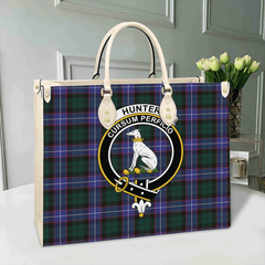 Hunter Modern Tartan Crest Leather Bag