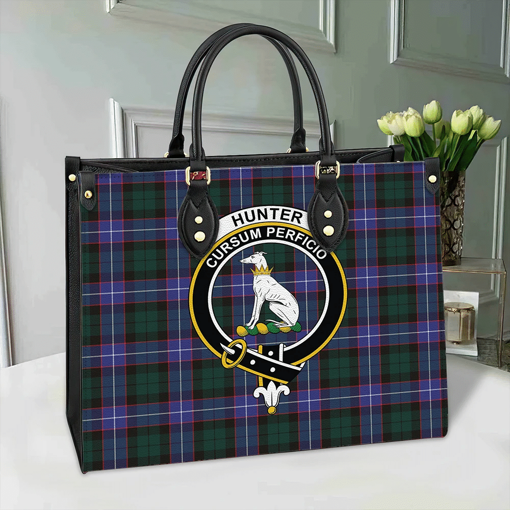 Hunter Modern Tartan Crest Leather Bag