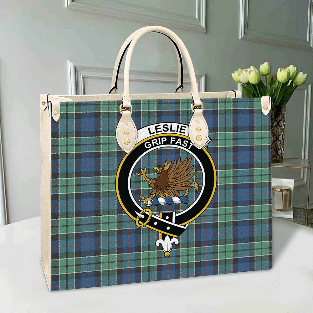 Leslie Hunting Tartan Crest Leather Bag