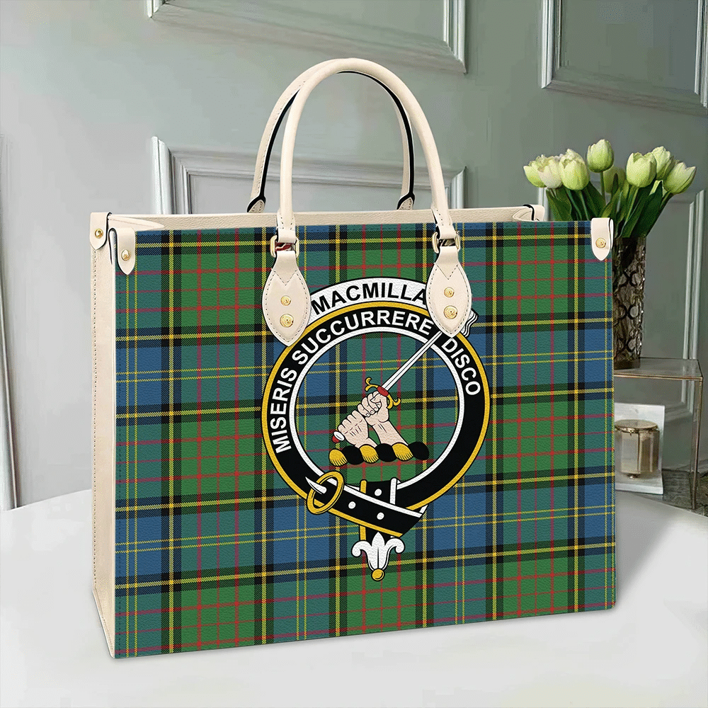 MacMillan Hunting Ancient Tartan Crest Leather Bag