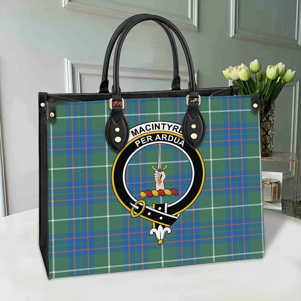 MacIntyre Hunting Ancient Tartan Crest Leather Bag