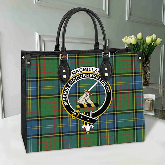 MacMillan Hunting Ancient Tartan Crest Leather Bag