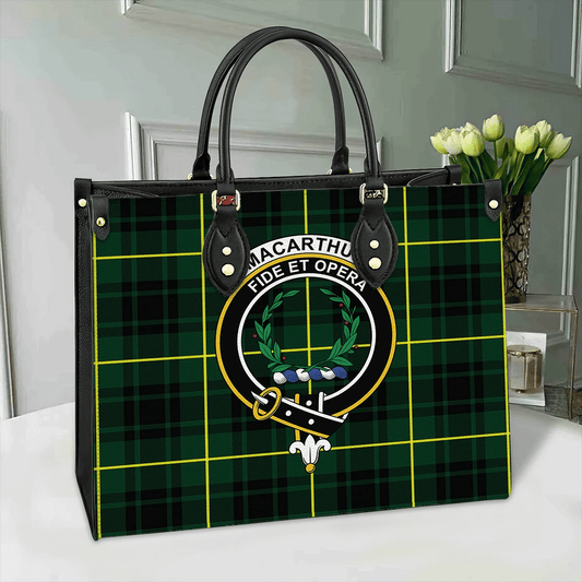 MacArthur Modern Tartan Crest Leather Bag