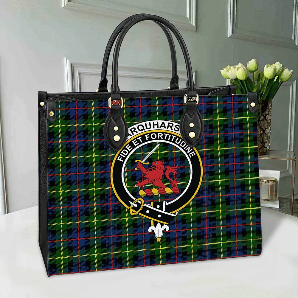 Farquharson Modern Tartan Crest Leather Bag