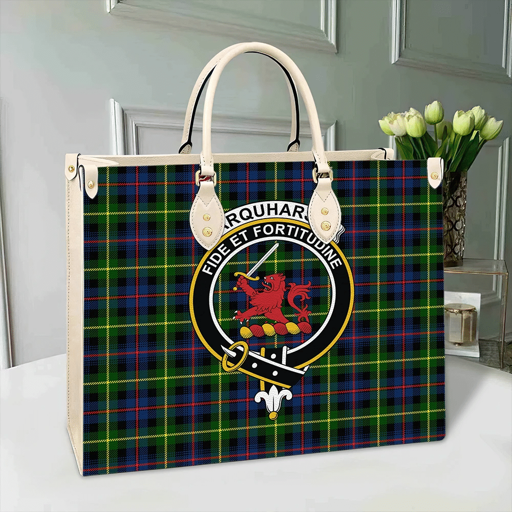 Farquharson Modern Tartan Crest Leather Bag