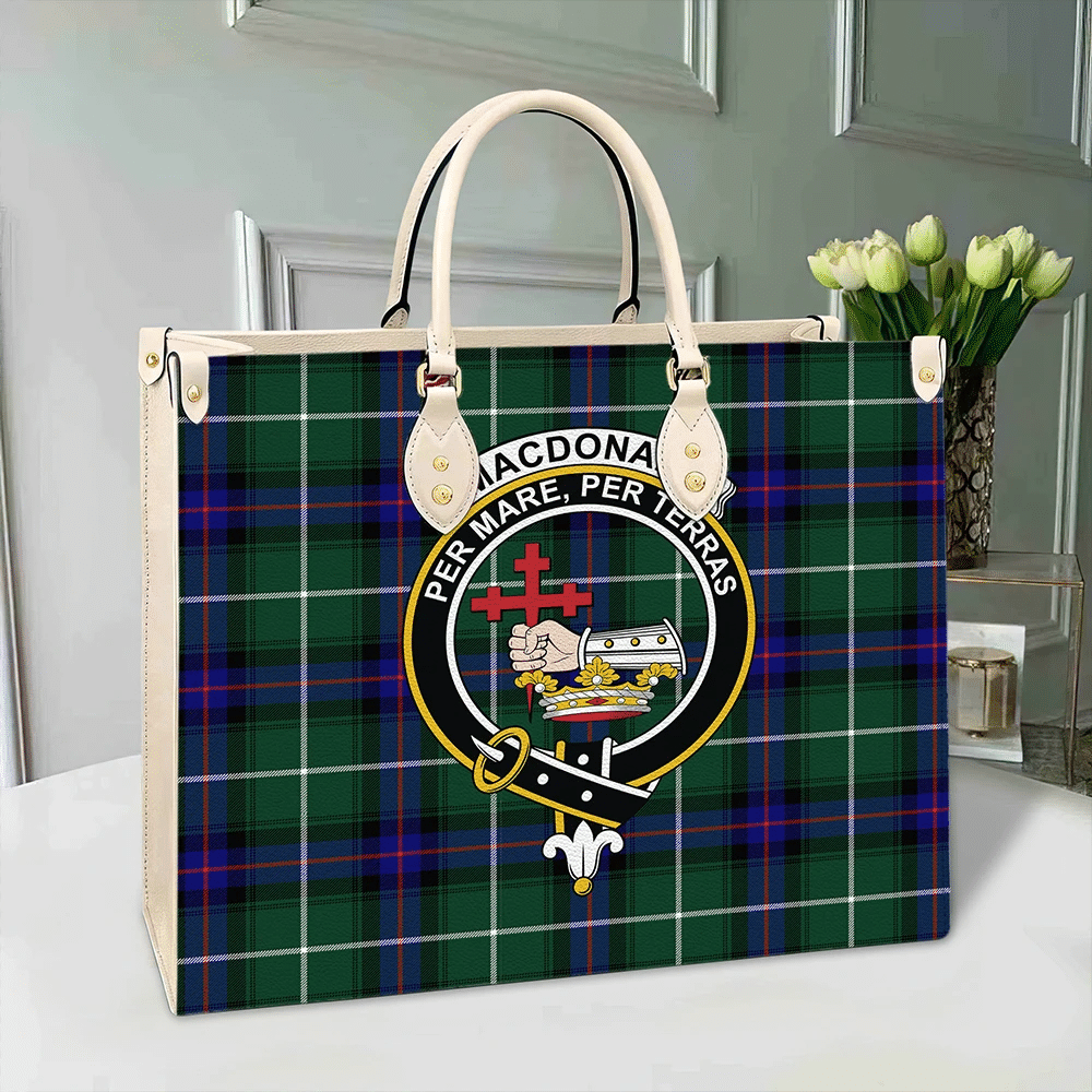 MacDonald of the Isles Hunting Modern Tartan Crest Leather Bag