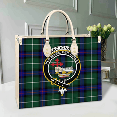 MacDonald of the Isles Hunting Modern Tartan Crest Leather Bag