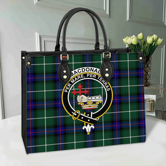 MacDonald of the Isles Hunting Modern Tartan Crest Leather Bag