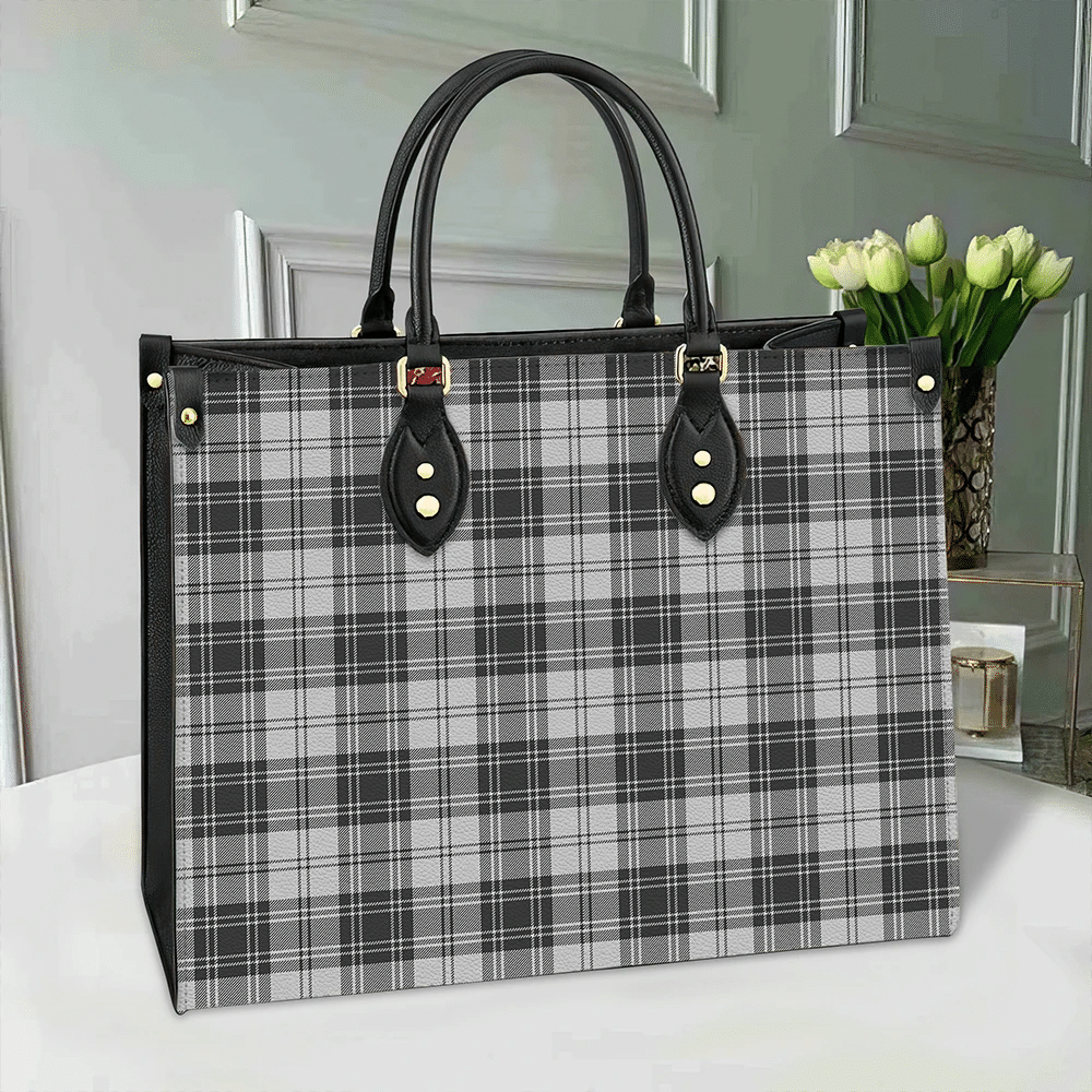 Douglas Grey Modern Tartan Leather Bag