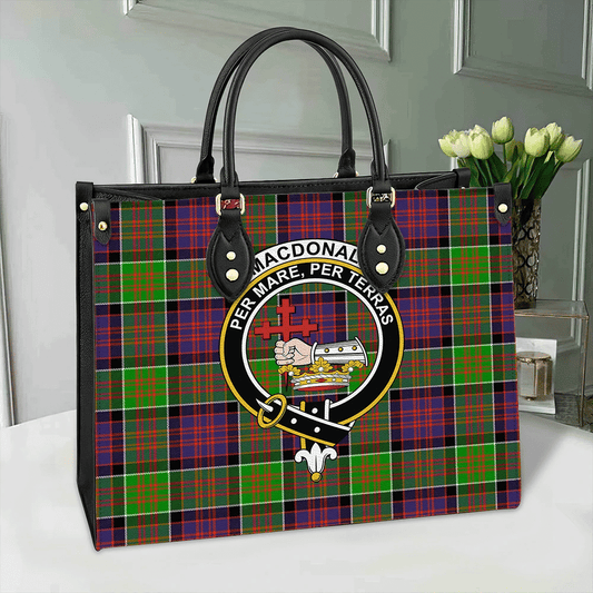 MacDonald of Clanranald Tartan Crest Leather Bag