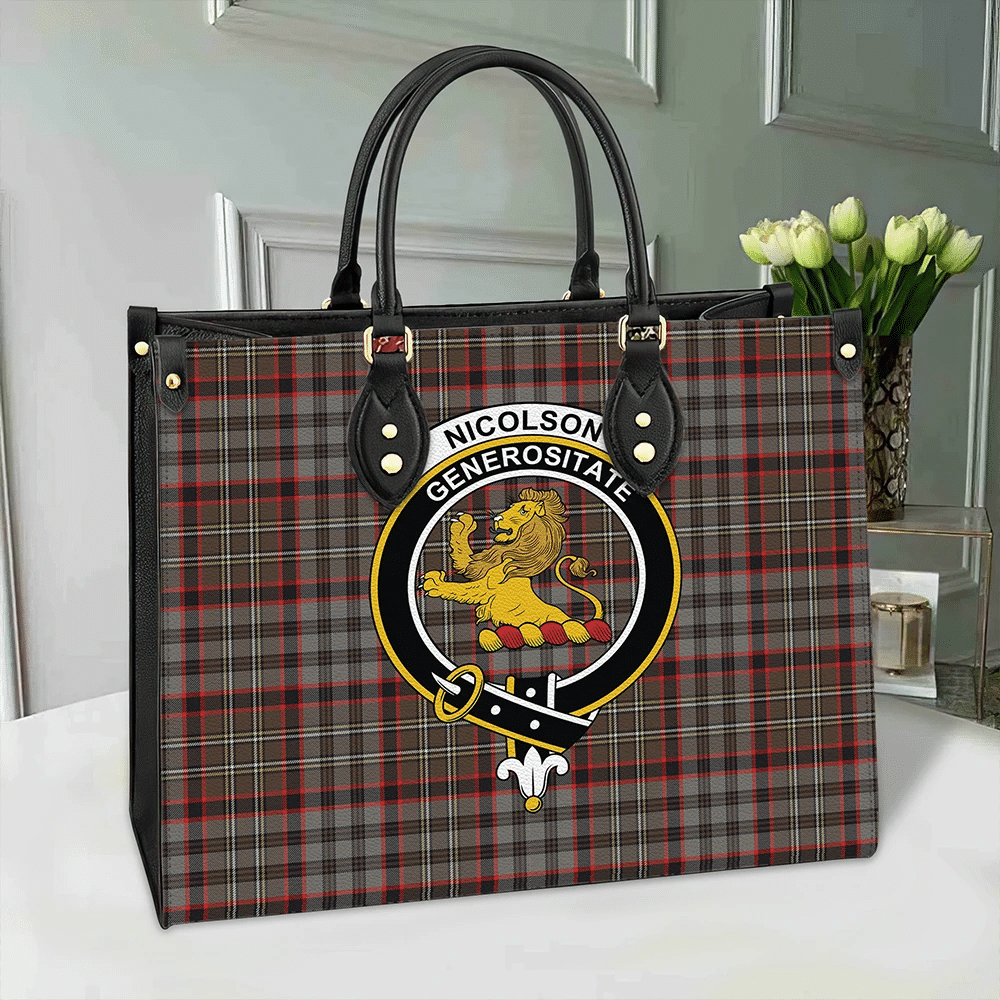 Nicolson Hunting Weathered Tartan Crest Leather Bag