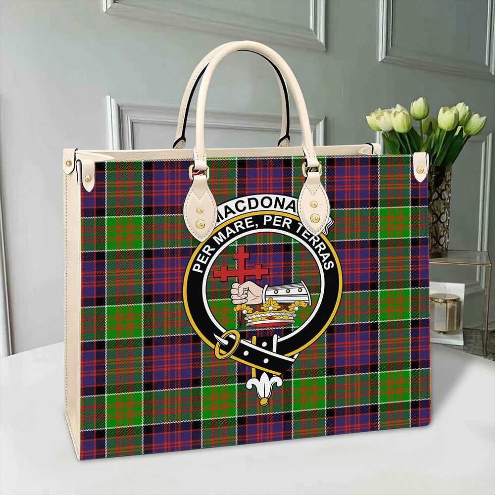 MacDonald of Clanranald Tartan Crest Leather Bag