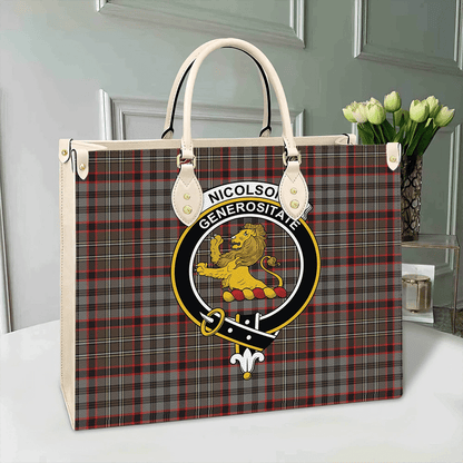 Nicolson Hunting Weathered Tartan Crest Leather Bag