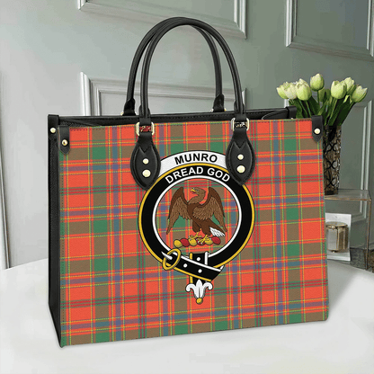 Munro Ancient Tartan Crest Leather Bag