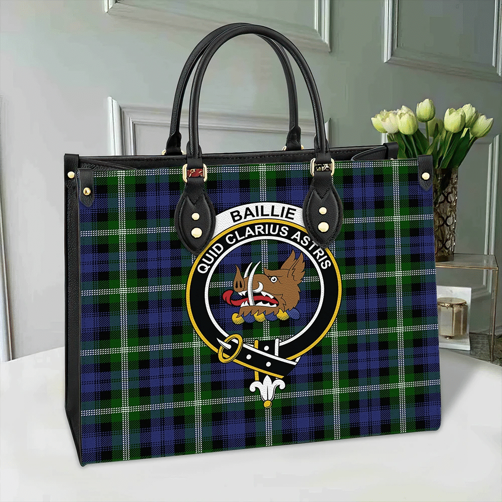 Baillie Modern Tartan Crest Leather Bag