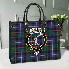 MacRae Hunting Modern Tartan Crest Leather Bag