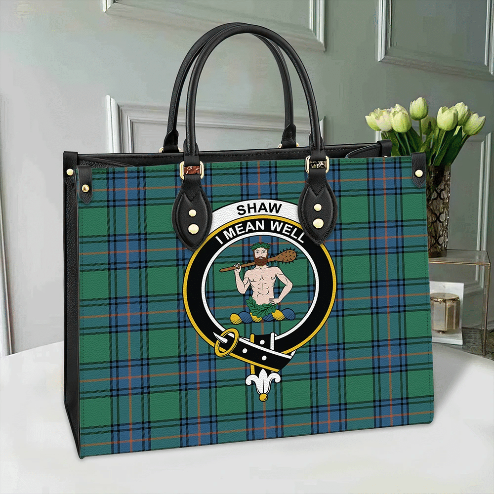 Shaw Ancient Tartan Crest Leather Bag