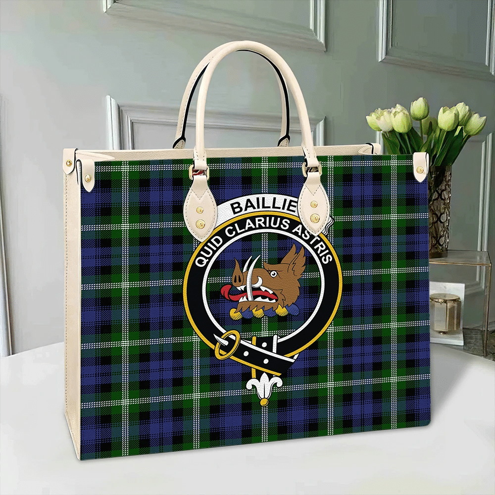 Baillie Modern Tartan Crest Leather Bag