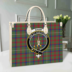 Shaw Green Modern Tartan Crest Leather Bag
