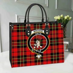 Brodie Modern Tartan Crest Leather Bag