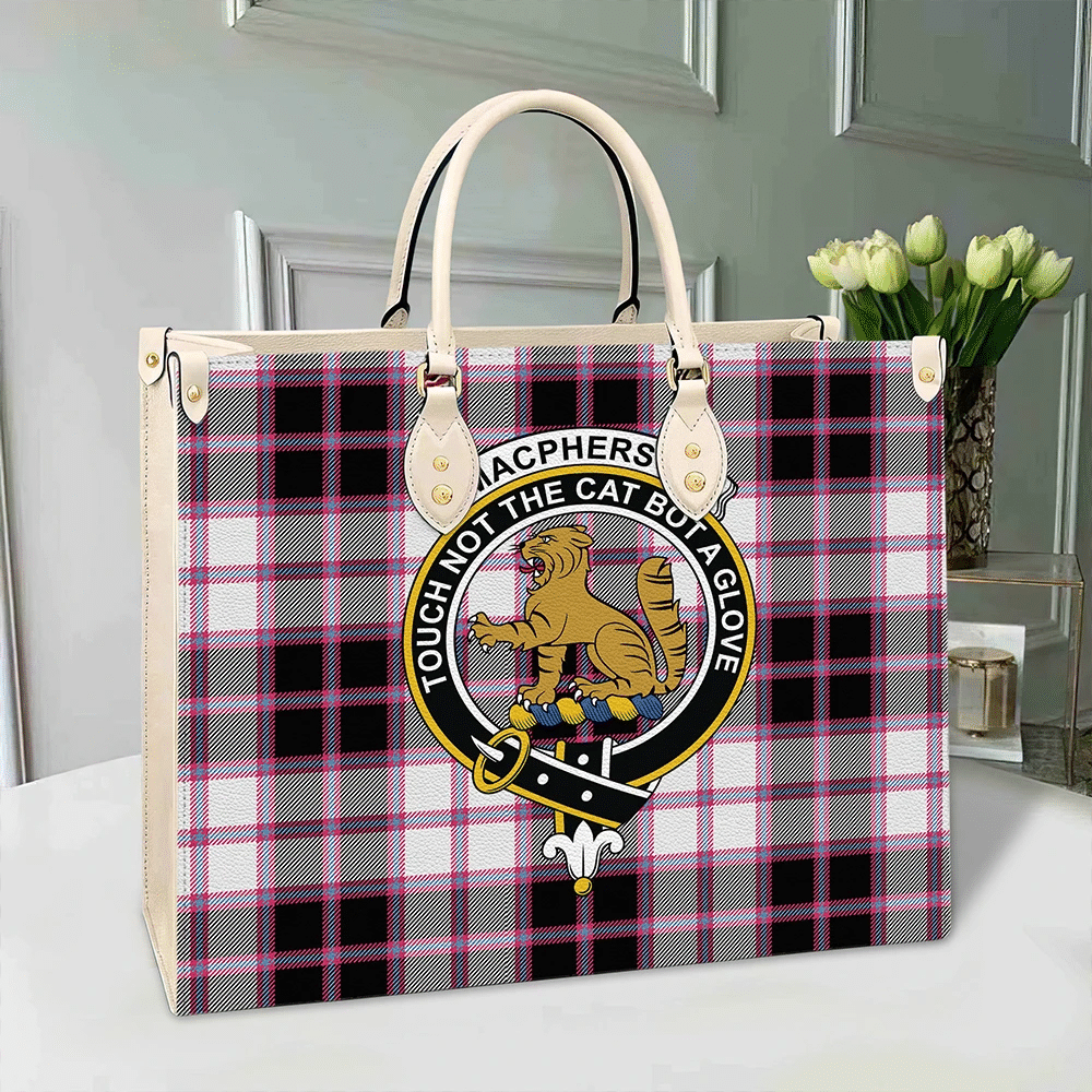 MacPherson Hunting Modern Tartan Crest Leather Bag