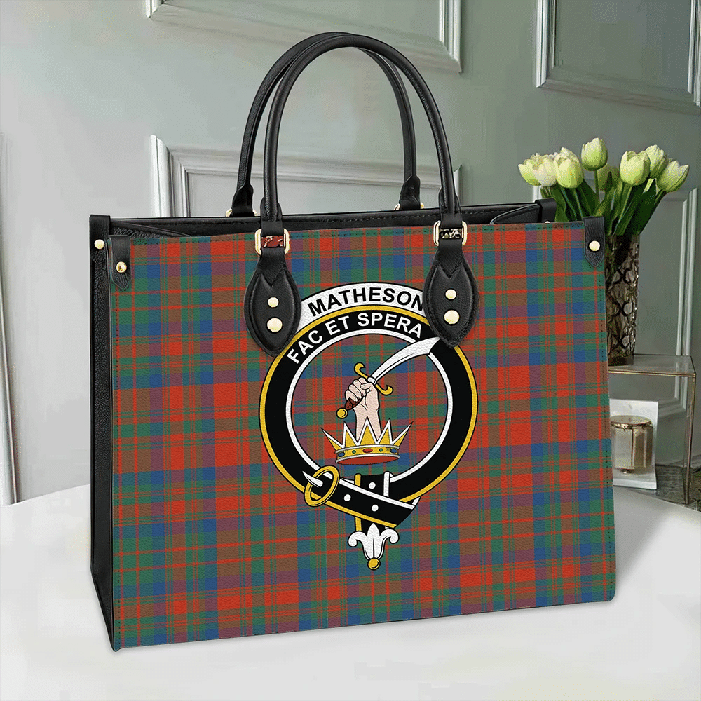 Matheson Ancient Tartan Crest Leather Bag