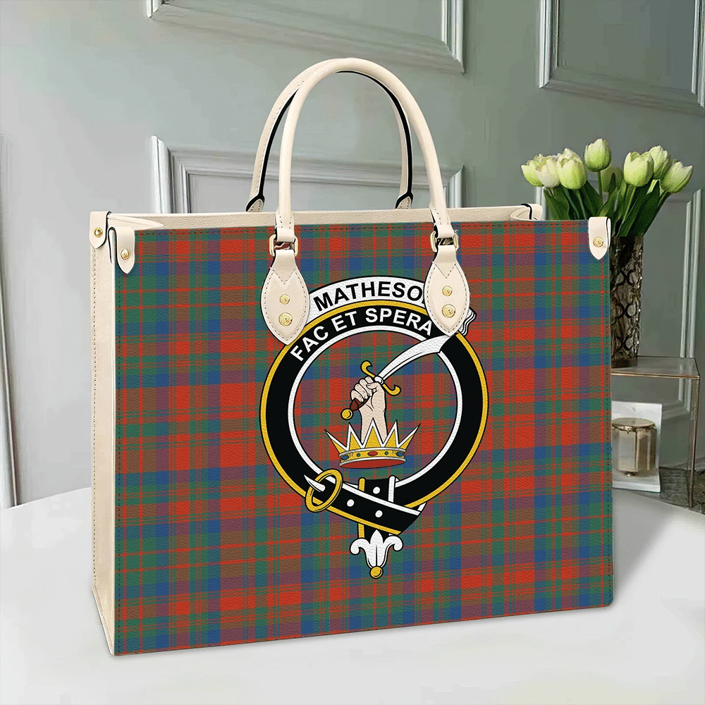 Matheson Ancient Tartan Crest Leather Bag