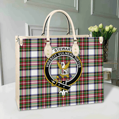 Stewart Dress Modern Tartan Crest Leather Bag