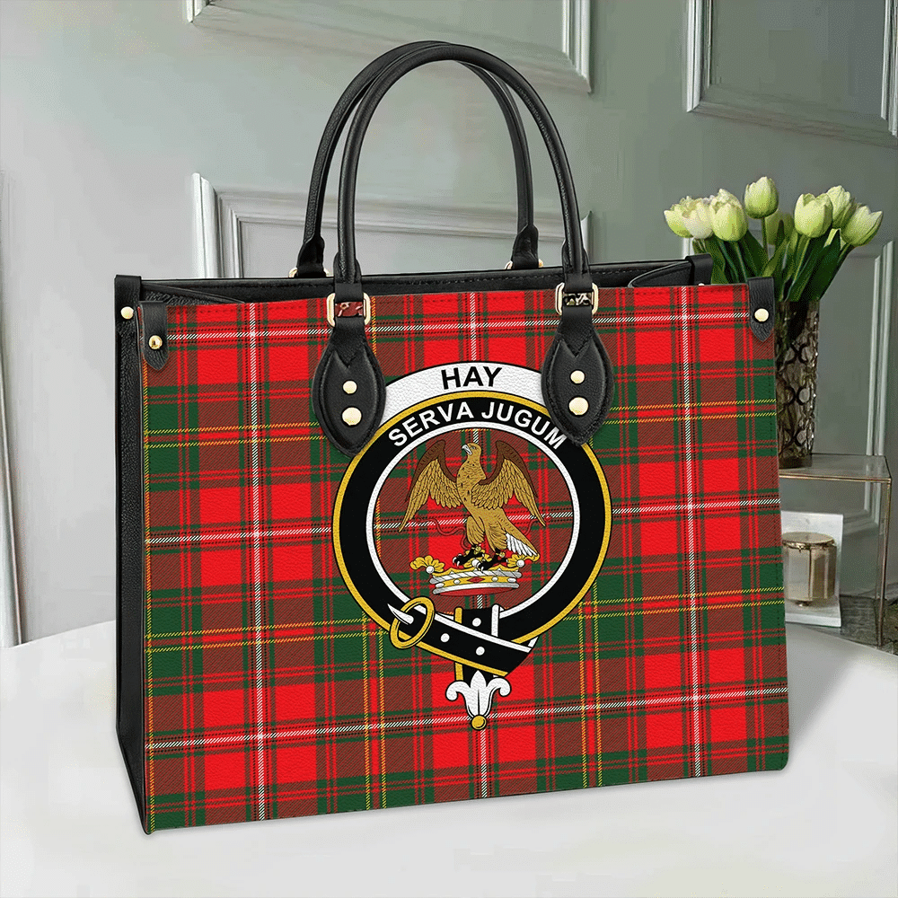 Hay Modern Tartan Crest Leather Bag