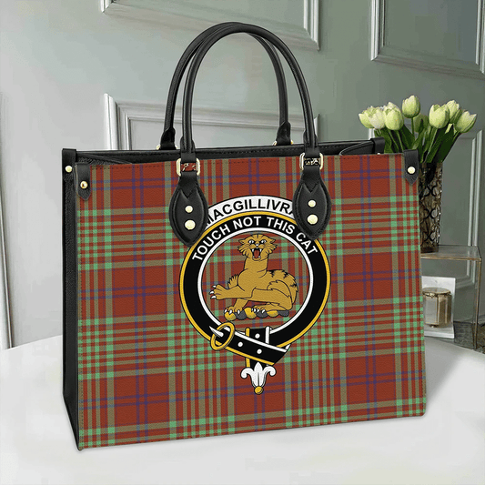 MacGillivray Hunting Ancient Tartan Crest Leather Bag