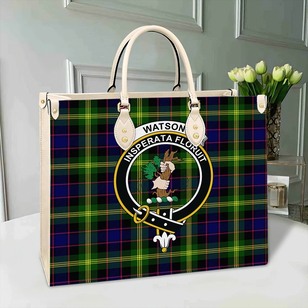 Watson Modern Tartan Crest Leather Bag