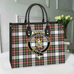 Stewart Dress Modern Tartan Crest Leather Bag