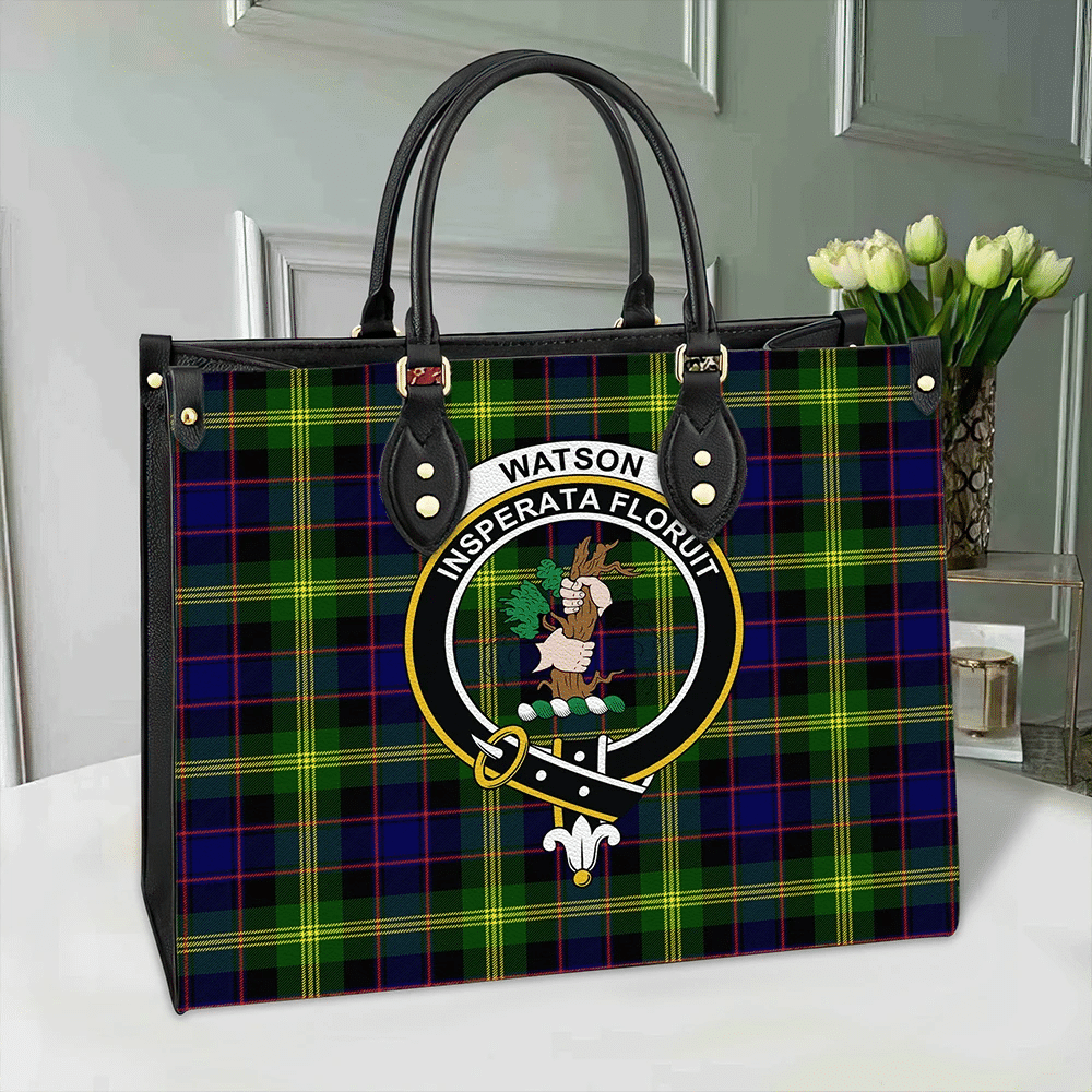 Watson Modern Tartan Crest Leather Bag