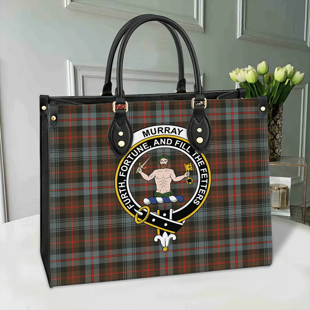 Murray of Atholl Weathered Tartan Crest Leather Bag