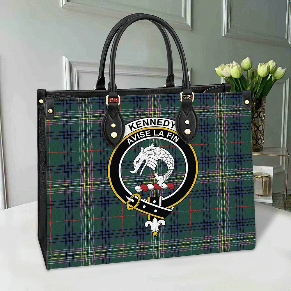 Kennedy Modern Tartan Crest Leather Bag