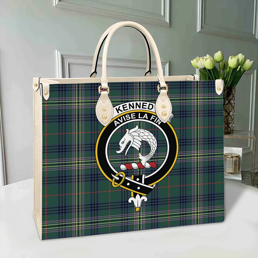 Kennedy Modern Tartan Crest Leather Bag