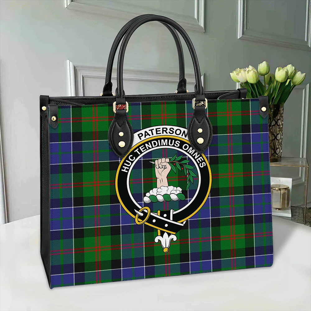 Paterson Tartan Crest Leather Bag