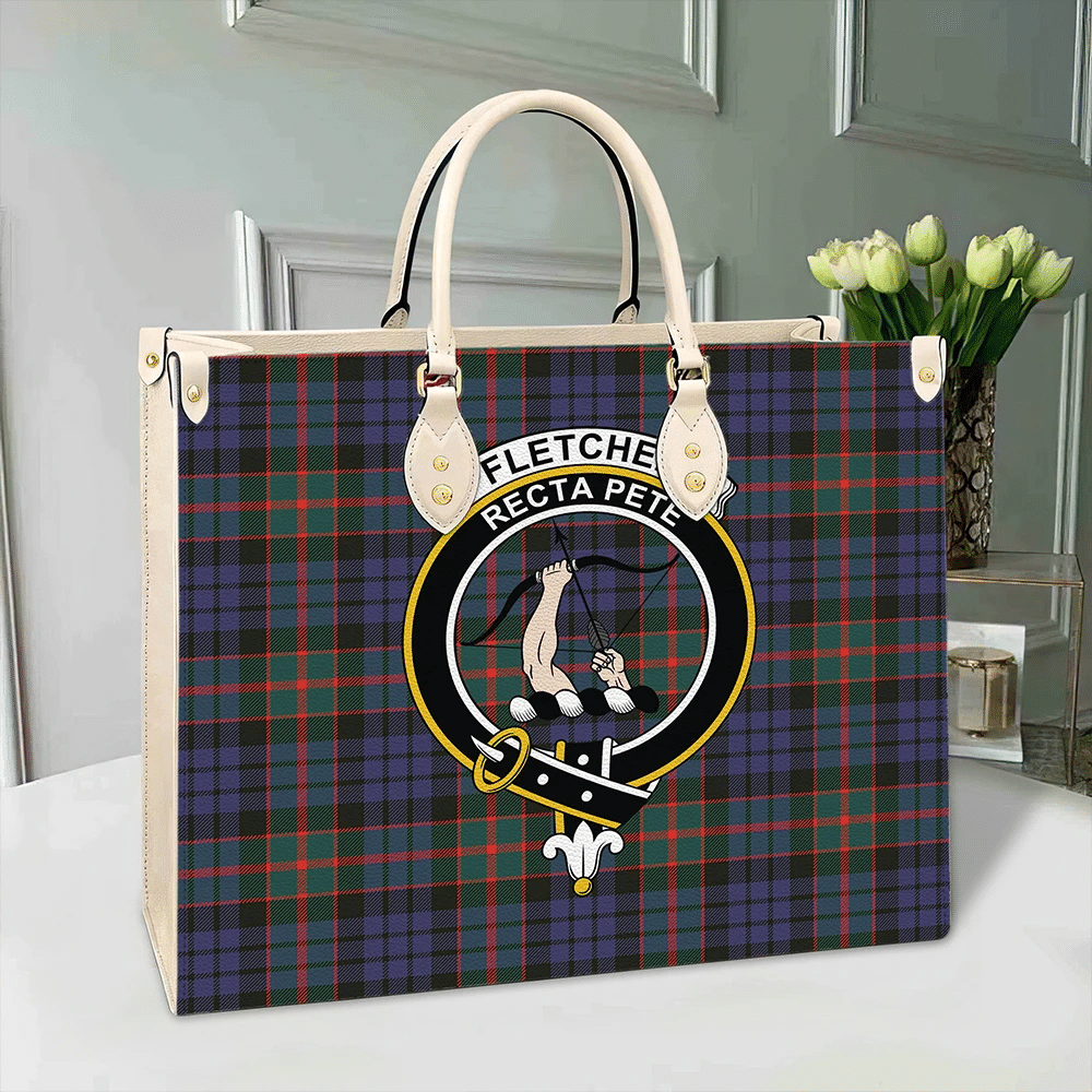 Fletcher of Dunans Tartan Crest Leather Bag